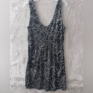 Apt. 9 Dress Medium Black White Polka Dot Swirl Print Tank Stretch